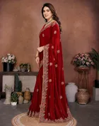 Bollywood Embroidered Organza Saree for Women 