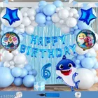 Blue Baby Shark Theme 6th Happy Birthday Decoration Items For Girls, Multicolor, Pack of 112