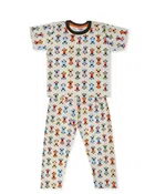 Half Sleeves Night Suit Set for Boys (Beige, 3-4 Years)