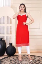 Rayon Woven Kurti for Women (Red, S)