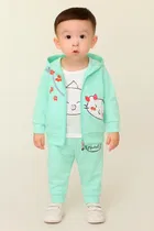 Hosiery Cotton Printed Clothing Set for Boys, Sea Green 