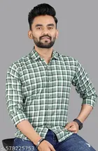 Polycotton Checked Shirts for Men, Green 