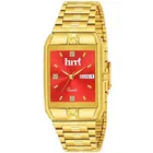 Stainless Steel Strap Analog Watch for Men (Gold & Red)