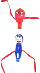 Plastic Spider & Doremon Torch Light & Whistle Rakhi for Kids 