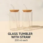 Afast Coffee, Juice, Soft drink tumbler with straw and wooden lid, 200 ml 