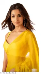 Plain Pure Georgette Alia Bhatt Saree for Women 