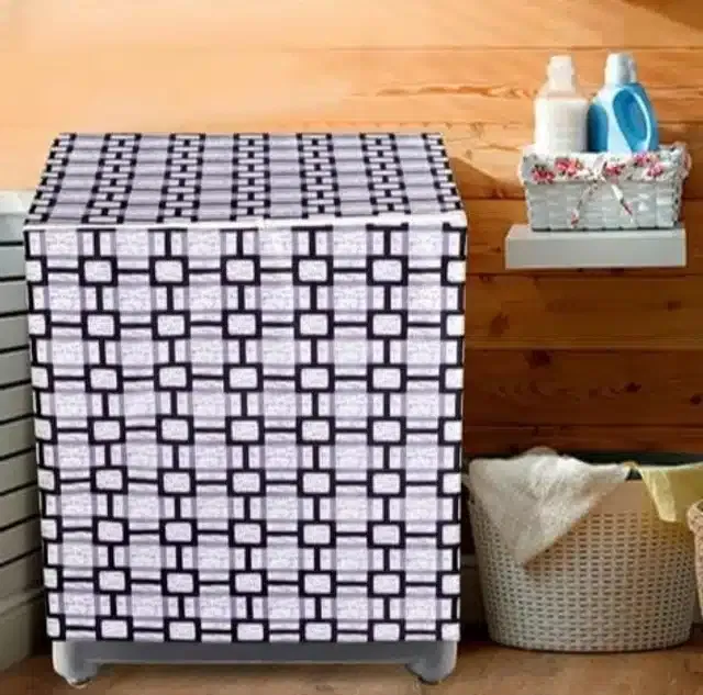 Knit Printed Semi Automatic Washing Machine Cover (Multicolor)