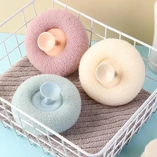 Loofah for Bathing with Soft Silicone Massager and Scrubber for Men & Women (Multicolor, Pack of 1)