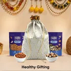 Designer Potli + Navguni Almond Nonpareil 200 g + Navguni Super 7 Nutty Mix 175 g
