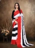 Art Silk Printed Saree for Women, Red 