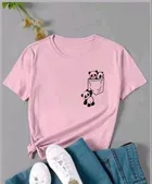 Cotton Blend Round Neck T-Shirt for Women 