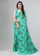 कनूड़ा फैंसी विमेंस जॉर्जेट फ्लावर प्रिंटेड साड़ी 