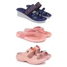 Combo of Heels with Slippers & Sliders for Women (Multicolor, 7) (Pack of 3)