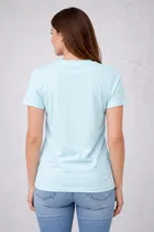 Cotton Blend Printed T-shirt for Men, Aqua Blue 
