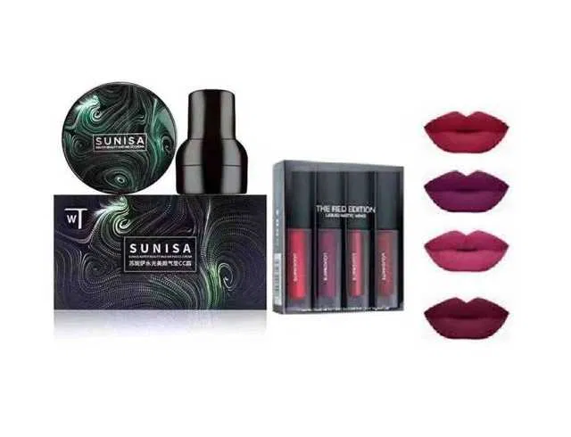 Sunisa Liquid Foundation with Red Edition Mini Liquid Lipstick (Set of 3) (SE-3)