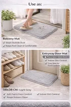 Microfiber Anti Skid Ultra Soft Bathmat and Shaggy Floor Mats Light Grey [58x38cm]