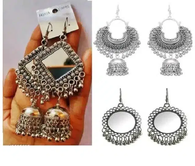 Fancy Earring for Women (Silver, Set of 3)