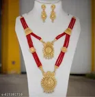 Alloy Double Layer Necklace with Earrings for Women 