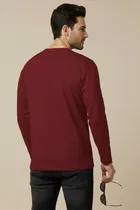 Polyester Printed T-shirt for Men, Maroon 
