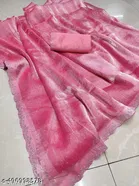 Jimmy Choo Solid Saree For Women, Pink