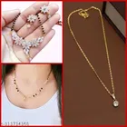 Alloy 2 Pcs Mangalsutra with 1 Pair Earrings & Pendant for Women 