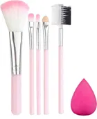 Professional Makeup 5 Piece Pink Brush With Beauty Blender (Pack Of 1)