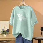 Cotton Blend Printed T-Shirt for Women, Mint Green 