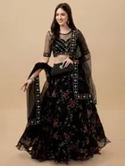 Net Embroidred Semi Stiched Lehenga Choli for Women 