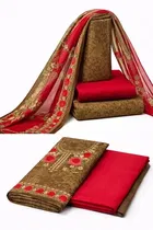 Printed Crepe Unstitched Suits With Dupatta for Women & Girls, Multicoolour