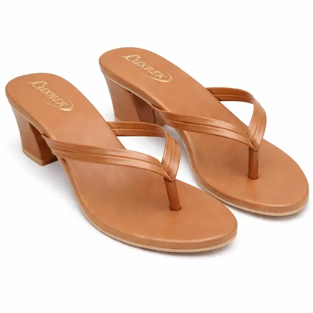 Solid Block Sandals for Women (Brown, 5)