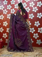 Jimmy Choo Solid Saree For Women, Purple