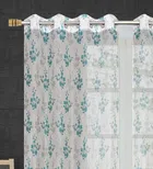 Sheer Floral Branches Printed Blue Flower Door Curtain 7ft Combo 