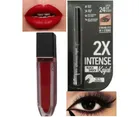 Matte Lip Gloss with Waterproof Kajal  (Red & Black, Set of 2)