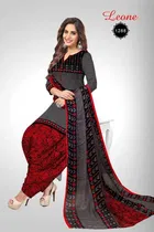 Sharda Attractive Leon Crepe Women Printed Unstitched Casual Dress Material Suit 