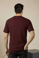 Polyester Round Neck T-shirt for Men, Maroon 
