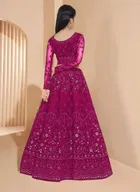 Net Embroidered Semi Stitched Lehenga for Girls 