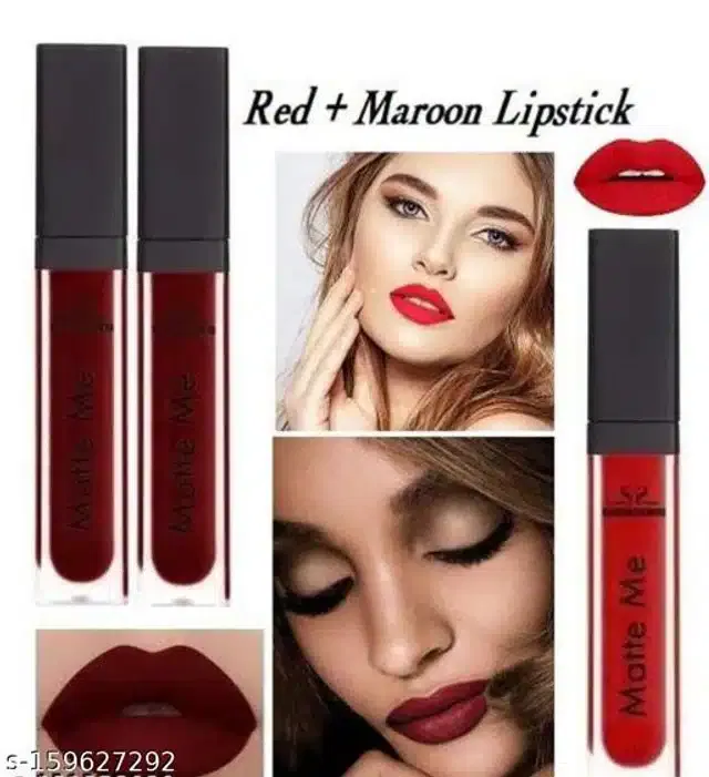 Matte Me Liquid Lipsticks (Red & Maroon, Pack of 3)
