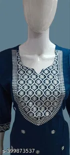 Rayon Slub Embroidered Kurti for Women 