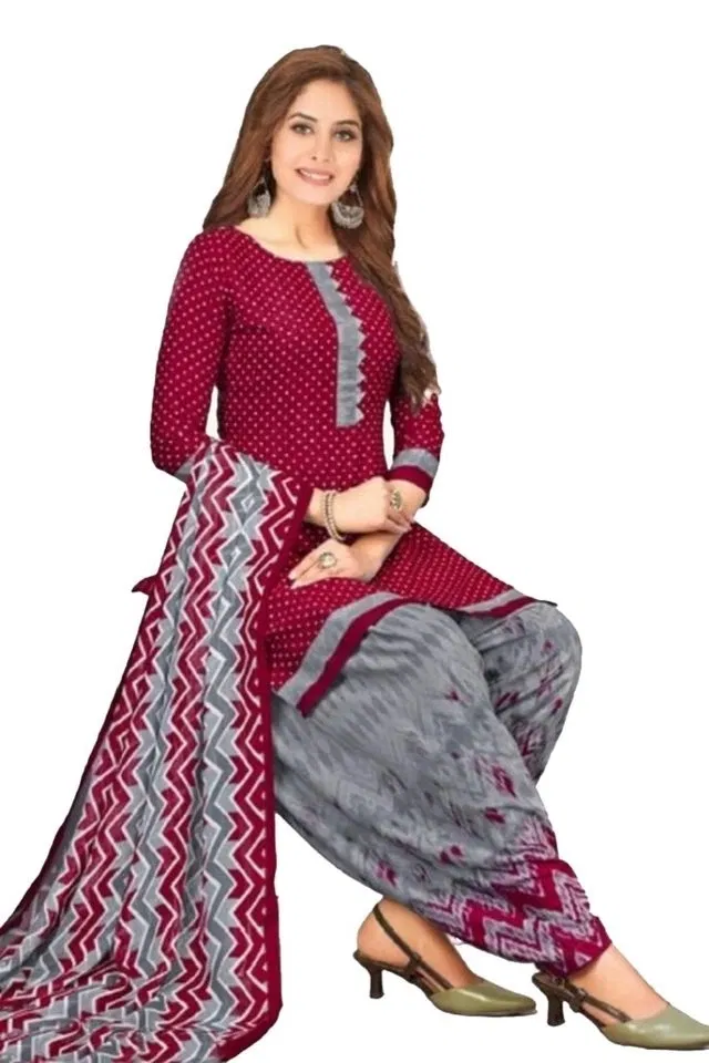 यशिका अन्स्टिच क्रेप सलवार सूट मटेरियल (रेड) (Y-357)