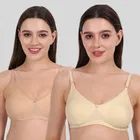 Cotton Bra for Women, Gold & Beige, Pack of 2 