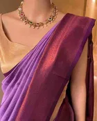 Litchi Silk Woven Design Saree for Women, Lavender 