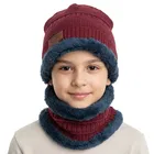 Woolen Solid Cap with Neck Wramer for Kids, Pack of 2, Multicolor