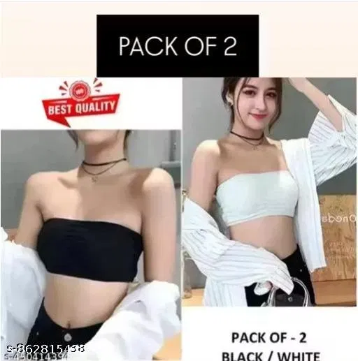 Bandeau Bra for Women, Pack of 2 (White, 28A)