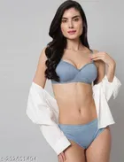 Cotton Blend Solid Lingerie Set for Women 