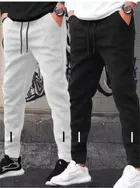 Polyblend Printed Trackpants for Men, Black & Grey, Pack of 2 