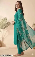 Embellished Chanderi Cotton Kurta Set for Women 