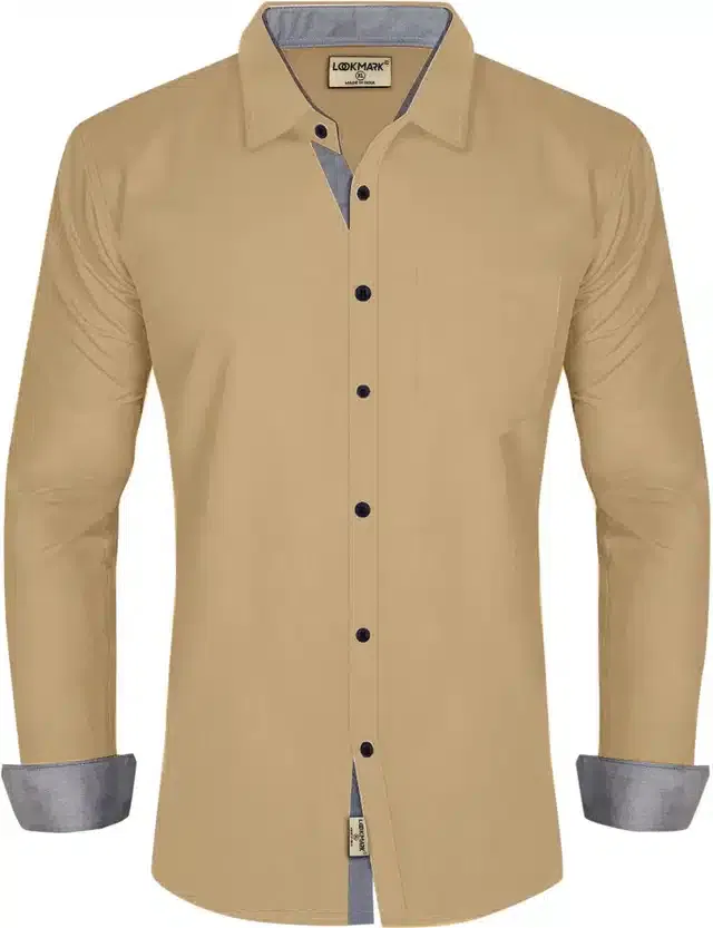 Solid Shirt for Men (Brown, XL)