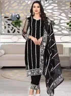 Net Solid Kurta Set with Dupatta for Women 