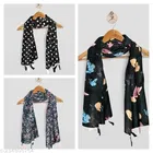 Chiffon Scarves for Women, Black, Pack of 3