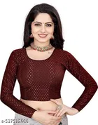 Lycra Ready Made Blouse for Women, Maroon & Black, Pack of 2 